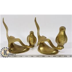 2 PAIR OF SOLID BRASS BIRD FIGURES