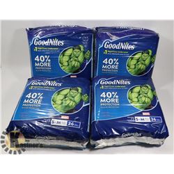 LOT OF 4 OVERNIGHT PROTECTORS, SIZE SM-MED