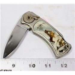 VINTAGE STAINLESS STEEL JACKKNIFE WITH BEAR