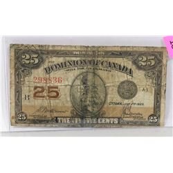 1923 CANADIAN SHINPLASTER.