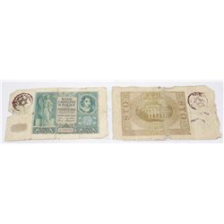 2 POLISH WWII BANKNOTES STAMPED JUDE JEW