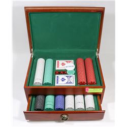 NEW EXECUTIVE POKER SET IN WOOD CHEST WITH