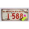 Image 1 : ALBERTA 4 DIGIT "1-588" 1950 LICENSE PLATE