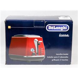 DELONGHI 2 SLICE RED TOASTER.