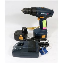 MASTERCRAFT CORDLESS DRILL, 2 BATTERIES, CHARGER.