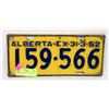 Image 1 : ALBERTA 1952 LICENSE PLATE EXP MARCH 31, 1944