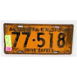 ALBERTA 1941 LICENSE PLATE EXP MARCH 31, 1943