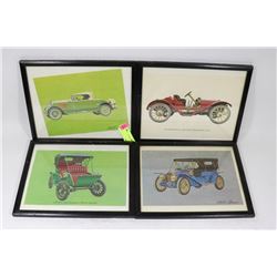 LOT OF 4 VINTAGE AUTOS PICTURES