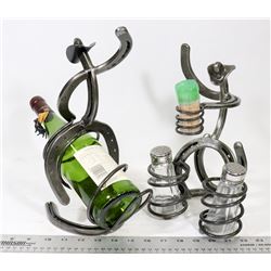 HORSE SHOE WINE HOLDER, HORSE SHOE SALT AND PEPPER