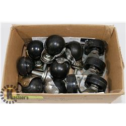 BOX OF CASTERS, 2 SETS OF 4 AND 1 SET OF 3