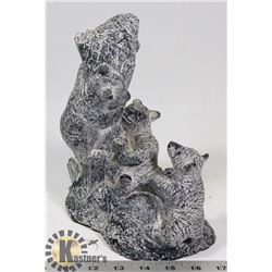 WOLF ORIGINALS SOAP STONE CARVING - 3 BEARS.