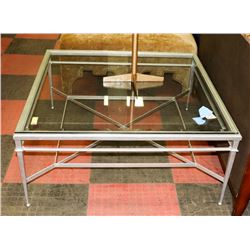 BOUTIQUE METAL AND GLASS SQUARE COFFEE TABLE