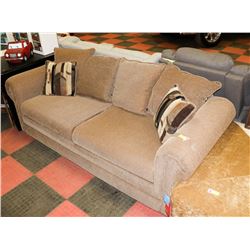 TAN & PATTERN TWEED COUCH INTERCHANGABLE CUSHIONS.