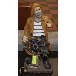 LARGE FISHERMAN FIGURINE OUTDOOR SOLAR LIGHT