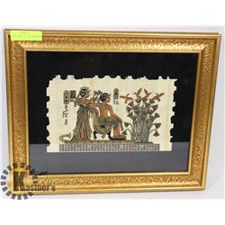 WALL ART FEATURES TUTANKHAMON AND HIS WIFE ON THE