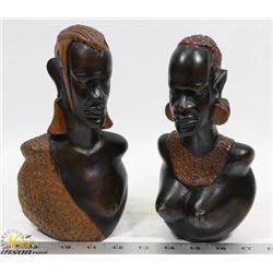 HANDCARVED AFRICAN MAN WOMAN WOOD STATUES