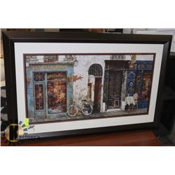 28 X 43 FRAMED PRINT OF FRENCH CAFE SCENE
