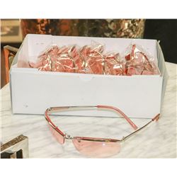 BOX OF DUSTY ROSE AND CHROME DESIGNER SUNGLASSES