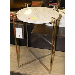BOUTIQUE GRANITE TOP METAL FRAME END TABLE
