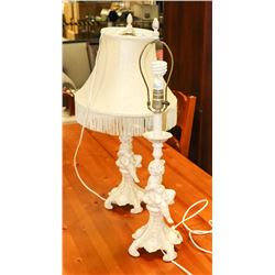 PAIR OF CHERUB LAMPS WITH ONE SHADE