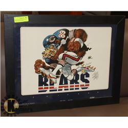 FRAMED, SIGNED VINTAGE JACK DAVIS CHICAGO BEARS