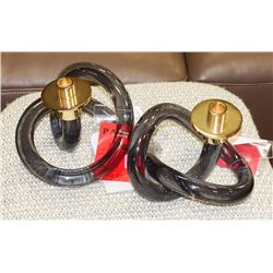 BOUTIQUE GROUP OF 2 DESIGNER CANDLE STANDS.