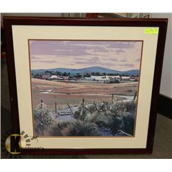 30X30 "VILLAGE SCENE" WATER COLOR PRINT.