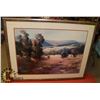 Image 1 : 50X40 FRAMED LANDSCAPE WATER COLOR PRINT.
