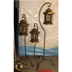 SET OF 3 GARDEN LANTERNS, HAS GLASS MISSING