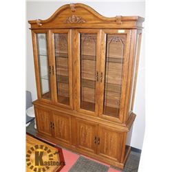 WOOD BUFFET & HUTCH, 64.5"X17"X84.5".