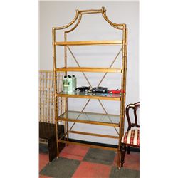 BOUTIQUE GOLD TONE SOLID METAL BOOKSHELF WITH 2/5