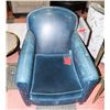 Image 1 : BOUTIQUE BLUE LEATHERETTE AND FABRIC ARM CHAIR