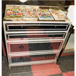 BOUTIQUE 4 DRAWER MIRRORED END TABLE WITH SILENT