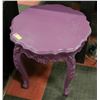 Image 1 : BOUTIQUE PURPLE CARVED STYLE END TABLE 22.5"X24.5"