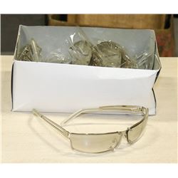 BOX OF SILVER FRAMED SUNGLASSES