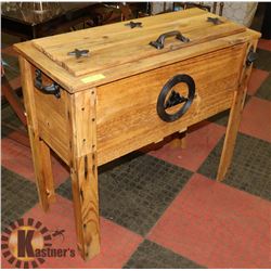 WOODEN DECK COOLER WITH GALVANIZED TUB & DRAIN