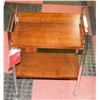 Image 1 : BOUTIQUE CHROME AND WOOD TONE END TABLE ON WHEELS