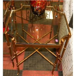 BOUTIQUE SOLID METAL AND GLASSTOP END TABLE-GOLD