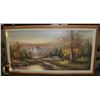 Image 1 : FRAMED 54"X30" RIVER SCENE OIL ARTWORK.