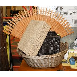 LOT OF ASSORTED WICKER BASKETS