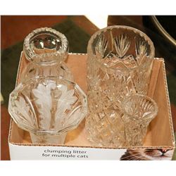 LOT OF 4 CRYSTAL AND CUT GLASS VASES