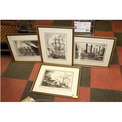 LOT OF 4 FRANKLIN MINT CLIPPER SHIP FRAMED &