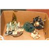 BOX OF SHIP ORNAMENTS WTH CREST AND DUCK CARVED