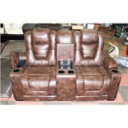 RUSTIC LEATHER POWER RECLINING AND HEADREST