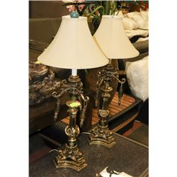PAIR OF HEAVY VINTAGE LAMPS.