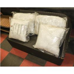 RATTAN STYLE LOVE SEAT WITH COFFEE TABLE