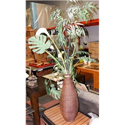 6FT ARTIFICIAL FLOWER ARRANGEMENT IN WICKER VASE.