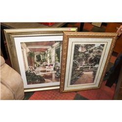 LOT OF 2 ASSORTED GOLD TONE FRAMED PICTURES