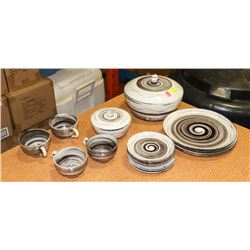 20PC CERAMIC DISH SET - SWIRL DESIGN