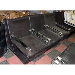 SET OF 4 RATTAN STYLE LOUNGE CHAIRS NO CUSHIONS